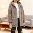 thumbnail image 3 of Heavyweight Sherpa Fleece Jacket Women Long Sleeve Casual Zip Up Hoodie with Pockets Fall Winter Fuzzy Warm Coat Outerwear, 3 of 5