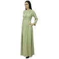 thumbnail image 2 of Bimba Women's Long Sleeve Maxi Mandarin Collar Plain Jilbab Dress With Pockets, 2 of 5