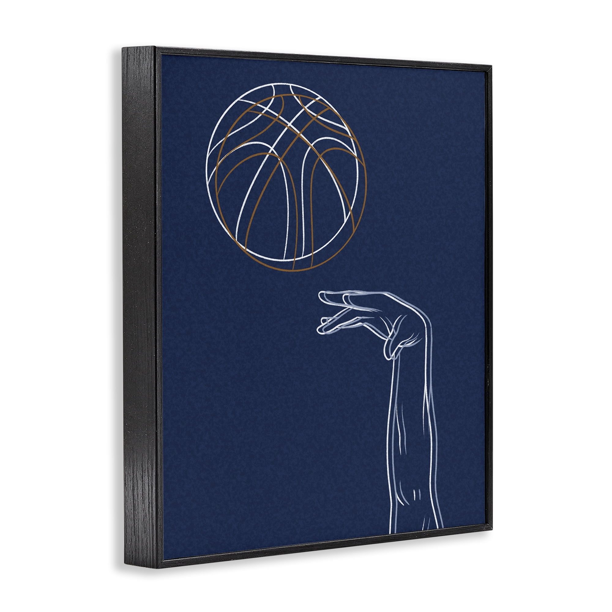 Stupell Industries Basketball Lines Contour Black Framed Giclee Art, design by Marcus Prime