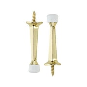 Hyper Tough New Screw-in Solid Doorstop, Brass Plated, 2 Pack,Assembled Product depth 5.65,height 1.1,width 2.7 Inch