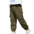 thumbnail image 2 of Cethrio Cargo Pants for Boys, Athletic Elastic Waist Casual Running Boys Sweatpants Army Green Size 3-4 T, 2 of 9