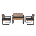 thumbnail image 4 of Patio Furniture Set, Outdoor Furniture, 4-Piece Conversation Set with Acacia Wood Table, PE Rattan Wicker Chairs and Waterproof Cushions, Light Brown, 4 of 7