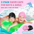 thumbnail image 2 of Pack de 2 gorros de natación HIACOS para niños de 3 a 15 años, impermeables en silicona, 2 of 7