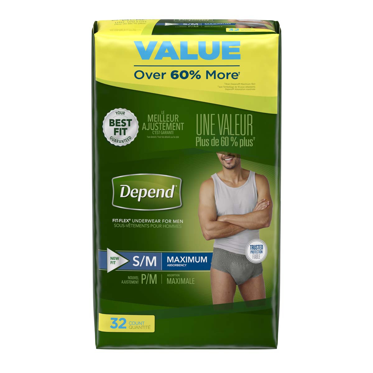 Depend Disposable Underwear 12539,Small / Medium,64 Count