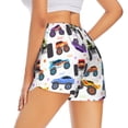thumbnail image 2 of Uemuo Cartoon Monster Trucks1 Pattern Women's Athletic Shorts High Waisted Running Shorts with Liner Pockets Gym Elastic Workout Shorts-Small, 2 of 9