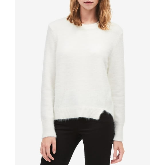 Calvin Klein Jeans Fuzzy Asymmetrical Sweater Womens L White sweater MSRP $117