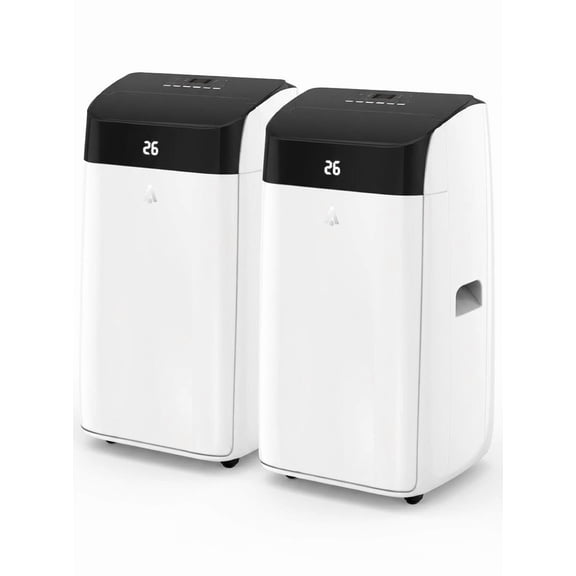 2-Pack 14000 BTU 3-in-1 Portable Air Conditioner - Freestanding AC Units for Large Rooms up to 700 Sq.Ft - Cooling, Dehumidifier & Fan, Quiet, Remote, 24H Timer, Sleep Mode, 2PCS