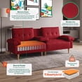 thumbnail image 2 of Sofá Cama De Lino Rojo Modelo Hendrix Makora Con Portavasos, 2 of 8