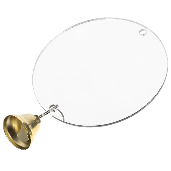 Hemoton Bird Mirrors Parrot Mirror with Bell Bird Toy Silver