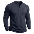 thumbnail image 6 of Stamzod Long Sleeve Henley Shirts for Men Casual Pullover Button Up Shirt Soft Home Cotton Oversized Tshirts Navy M, 6 of 8