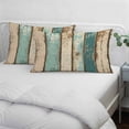 thumbnail image 4 of Farmhouse Teal Brown Throw Pillow Cover, Pillowcase Protectors with Zipper, Breathable Decorative Lumbar Pillow Case Cover, Vintage Retro Ombre Wooden Pillow Shams for Couch Sofa 16x24Inch, 4 of 8