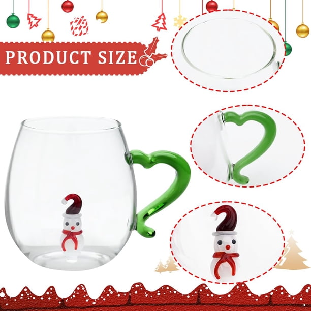 Taza De Navidad De Cristal Con Árbol O Muñeco De Nieve 3D – 380 Ml, Apta Para Microondas Y Lavavajillas – Regalo Original Para Estas Fiestas