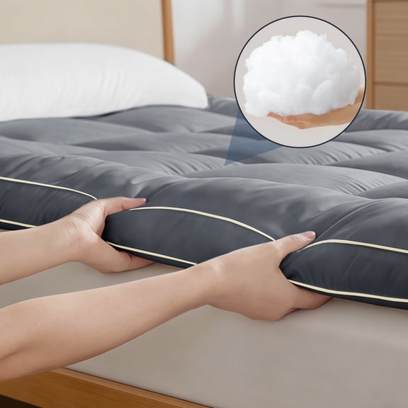 3 inch Cooling King Mattress Topper, Extra Thick Pillow Top King Size Mattress Pad for Back Pain, Grey King Mattress Protector with Deep Pocket Mattress Cover