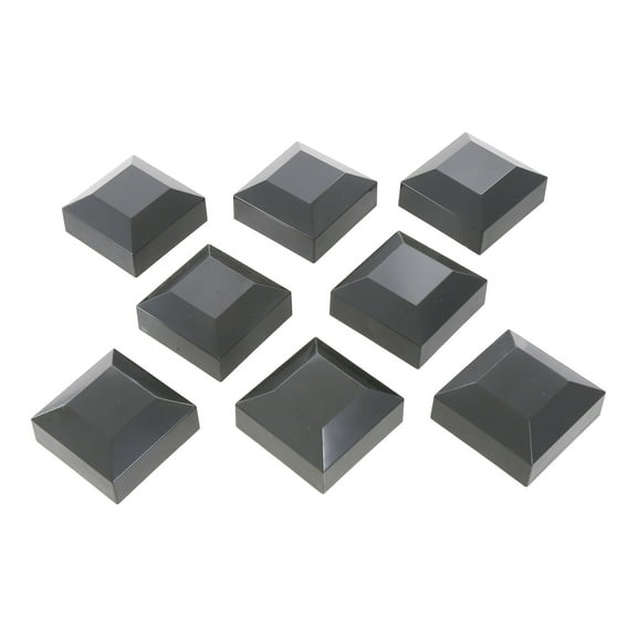 Plum Fittings 2" x 2" Square Black Plastic Post Cap for Aluminum Fence Posts (8 Pack)