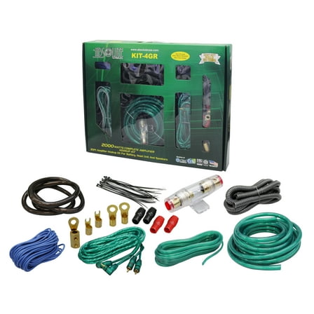 Absolute KIT4GR AMP KIT Complete PRO Marine Auto Car RV 4 Gauge 2000 Watts Amplifier Complete Installation Amp Kit Power Wiring