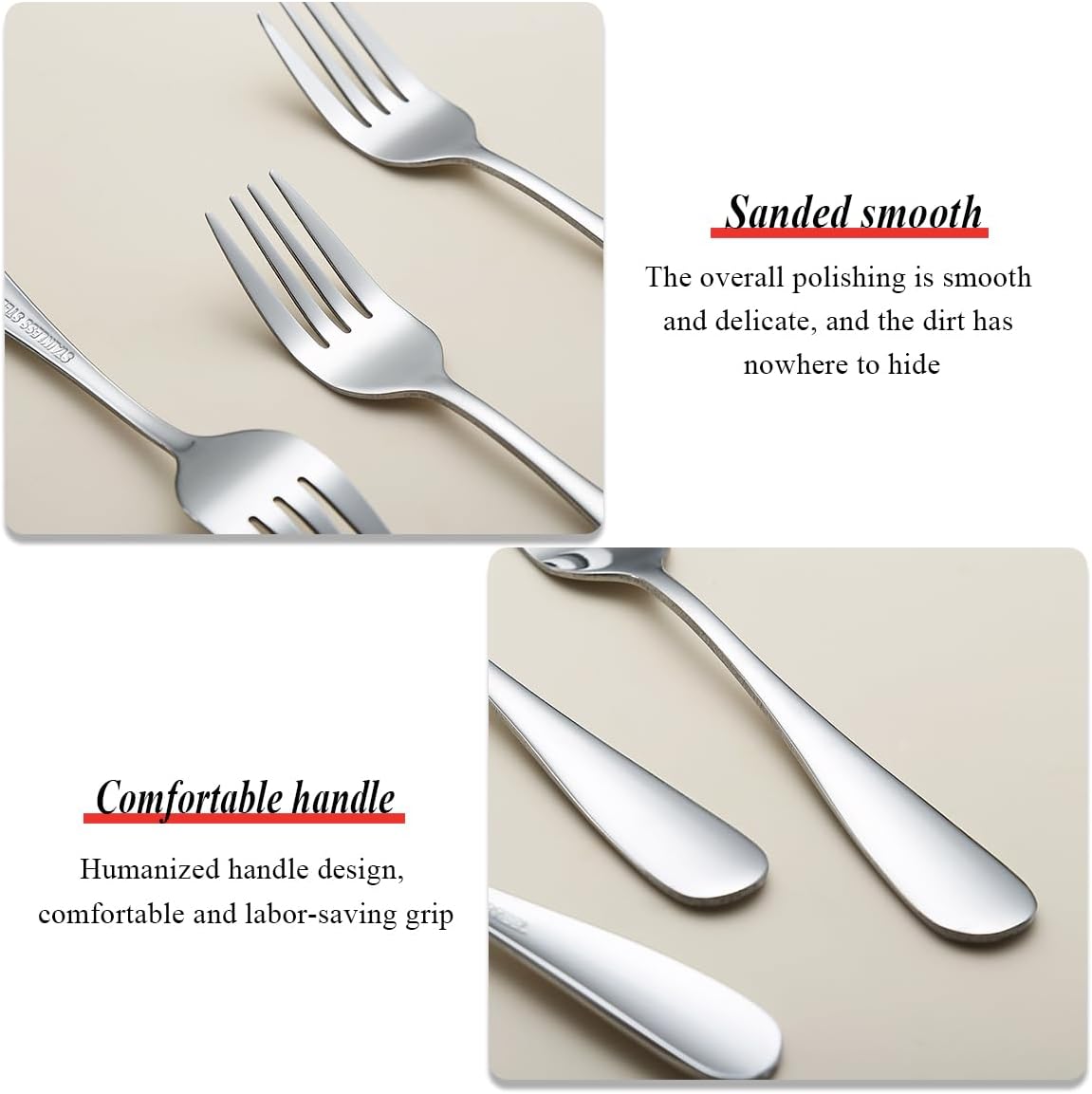 Jeaker Silver Dinner Fork Set 12 Pieces,Stainless Steel Silverware Table Fork Set ,Dishwasher Safe