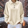 thumbnail image 3 of Women Winter Warm Velvet Tops Polo Neck Casual Fashion Soft Long Sleeve Oversized Blouses Khaki S, 3 of 7