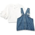 thumbnail image 3 of 7 For All Mankind Baby Girls French Terry Eyelet Top and Denim Jumper Set, Bright White/Medium Wash, 18M, 3 of 3