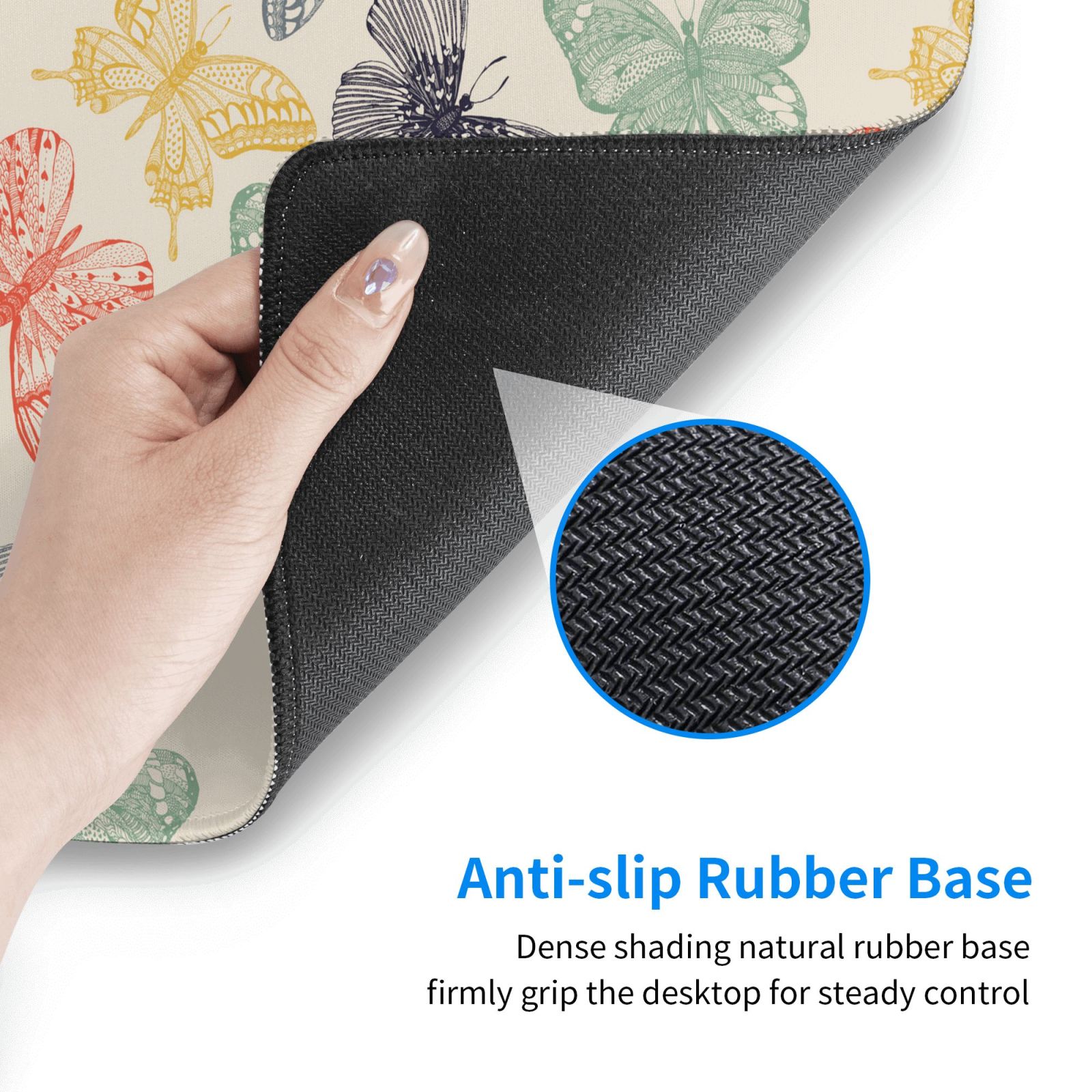 Naloa Butterfly Gaming Mouse Pad Large Mouse Mat Long Extended Desk Pad Non-Slip Rubber Mice Pads Stitched Edges Thin Pad (16x29.5 Inch)