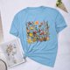 thumbnail image 1 of Fiudx Ofertas de La Semana Blusas con Estampado de Flores para Mujer Top de Manga Corta con Cuello Redondo, 1 of 4