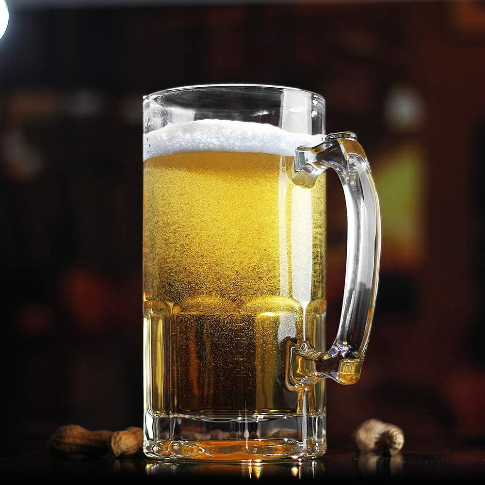 ACDANC 35 OZ Beer Mugs,Heavy Large Beer Glasses With Handle Classic Beer Mug Glasses Style Extra Large Glass Beer Stein Super Mug - View #9