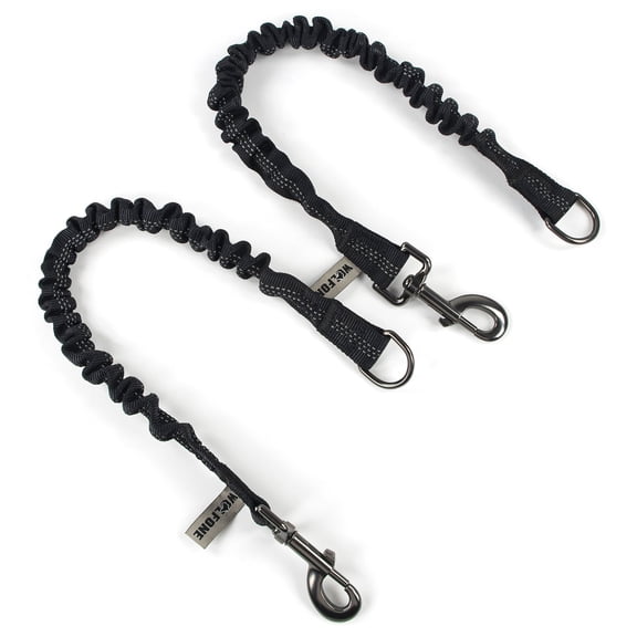 Wolfone Shock Absorber Reflective Threads Bungee Dog Leash for Running,Trainning,Recall 2-Pack Black