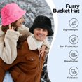 thumbnail image 2 of Faux Fur Bucket Hat for Winter – Fluffy Warm Furry Fisherman Cap with Adjustable Headband | Unisex Lightweight Sun Protection Hat for Casual, Travel, Skiing & Outdoor Activities, 2 of 7