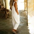 thumbnail image 4 of KDDYLITQ Denim Jumpsuit for Women Vintage Loose Fit Overalls Button Front Wide Leg Bib Jean Jumpsuit Adjustable Strap Casual Y2K Sleeveless Romper Pants with Pockets White S, 4 of 5