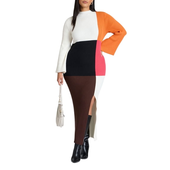 ELOQUII Women's Plus Size Colorblocked Maxi Dress