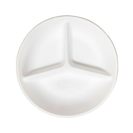 Greenprint® Clear Tops™ 9" Deep Round Plate. 3 Compartment. 200 ct