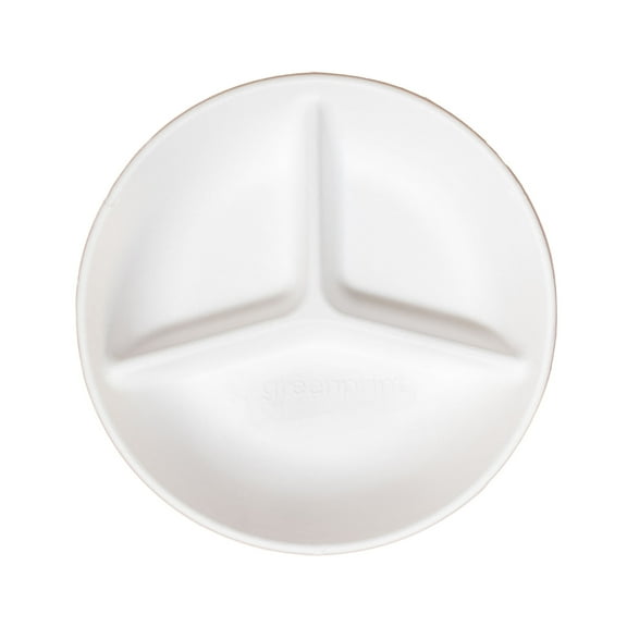 Greenprint® Clear Tops™ 9" Deep Round Plate. 3 Compartment. 200 ct