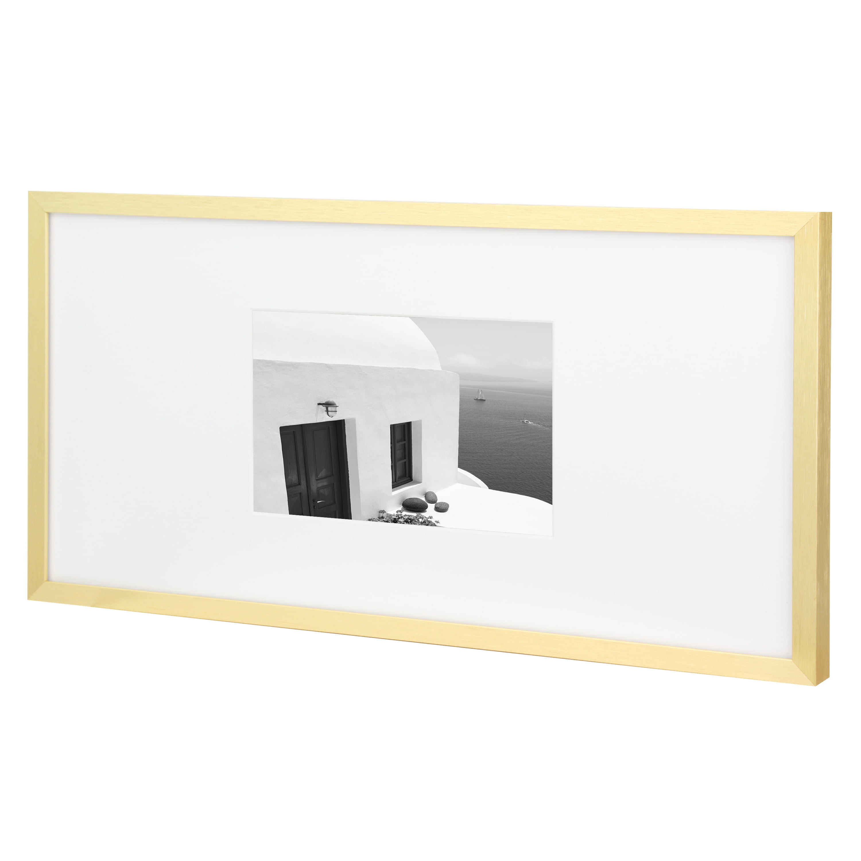 Better Homes & Gardens 7x14 Matted to 4x6 Metal Gallery Wall Picture Frame, Gold