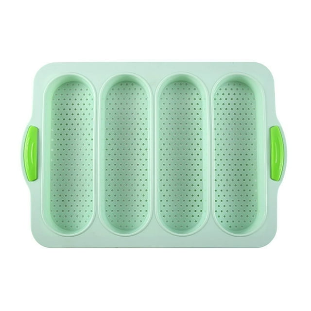 4 Cavity Silicone Pan Non Stick French Bread For Baking DIY Cake Loaf Maker Oven & Flexible Baking Tray (Perfect For Homemade Bread & Pastries)