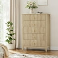 thumbnail image 7 of 42.9" Tall Fluted Dresser for Bedroom, 5-Drawer Wood Dresser for Bedroom, Modern Chest of Drawers, Storage Organizer Cabinet for Living Room, Hallway, Entryway, Easy Assembly, 7 of 7