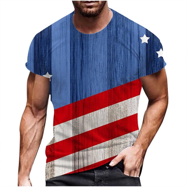 RKSTN Mens Shirts Manches Courtes Mode Manches Courtes Col Rond Imprimé T-Shirt Tops Blouse Hawaiian Shirts for Men