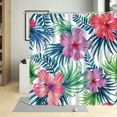 thumbnail image 4 of Cartoons Colorful Flower Printing Shower Curtains Green Palm Leaf Waterproof Bathroom r Polyester Fabric Curtain With, 4 of 7