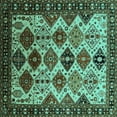 thumbnail image 1 of Ahgly Company Indoor Square Oriental Turquoise Blue Industrial Area Rugs, 4' Square, 1 of 4