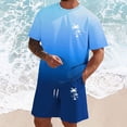thumbnail image 2 of KKBOTIVE Men's 2pc Outfit Set Button Up Fashion Short Sleeve Tee and Shorts Adults Summer Tracksuits Outfits 2 Piece Suits, Blue Size: XXL, 2 of 4