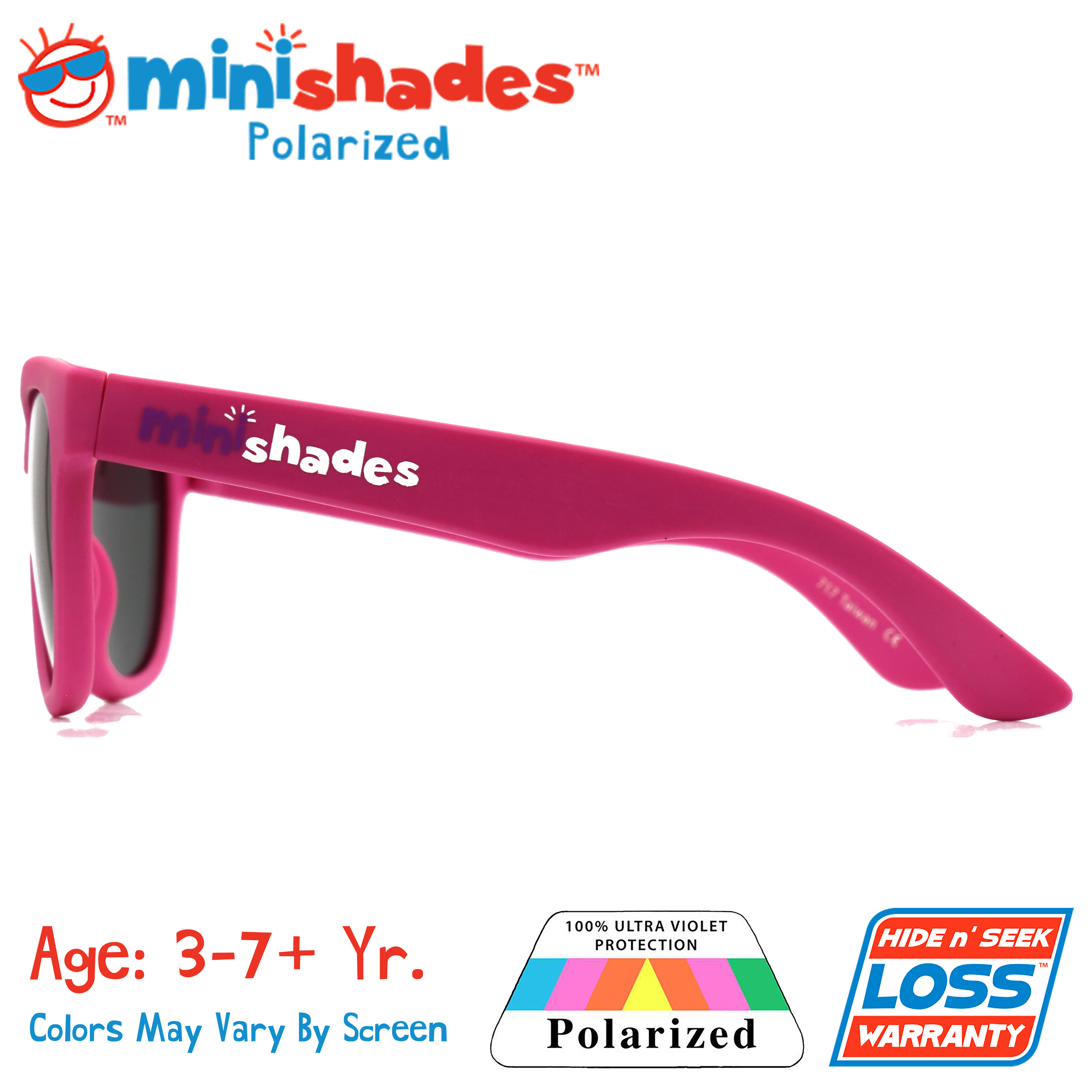 Minishades Polarized: Flexible Kids Sunglasses - Hot Pink |UVA/UVB| Hide n' Seek Replacement | Age: 3-7+Yr. - image 3 of 4