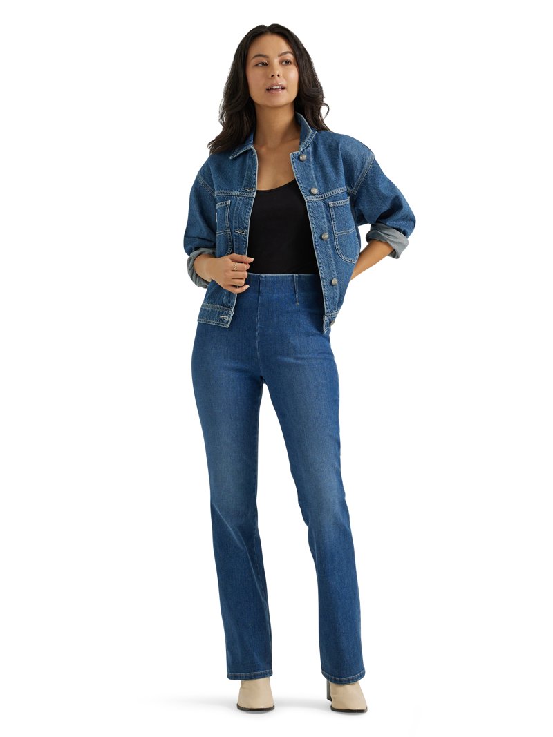 Lee Women's High Rise Pull-On Bootcut Jeans with Elastic Waistband