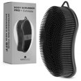 thumbnail image 1 of MainBasics Exfoliating Silicone Body Scrubber Pro 2 en 1 exfoliante de ducha para cuerpo de silicona y exfoliante corporal (cuerpo negro + exfoliante), 1 of 5