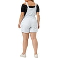 thumbnail image 3 of Plus Size Overall Shorts for Women Jumpsuit Roll Hem Pocket Jean Denim Overalls 2X White, 3 of 6