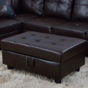 Raphael Faux Leather Left Facing Sectional Sofa With Ottoman, Multiple Colors