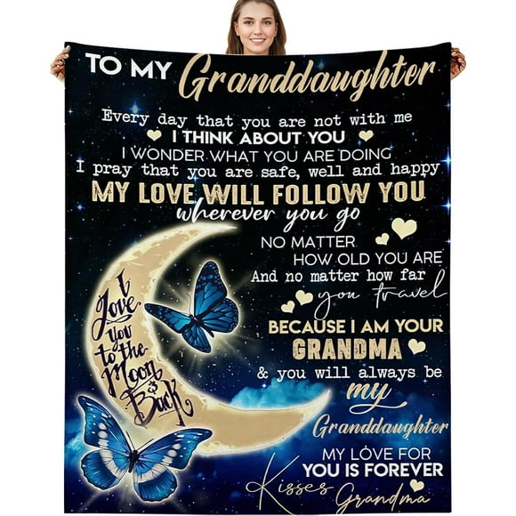 XZYG Cadeaux pour Petite-Fille de la Part de Grand-Maman Cadeaux pour Petite-Fille Couverture pour Garder au Chaud Cadeaux pour Petite-Fille à Ma Petite-Fille Couverture de la Part de Grand-Maman pour Anniversaire Remise des Diplômes Noël (60*80 Pouces)