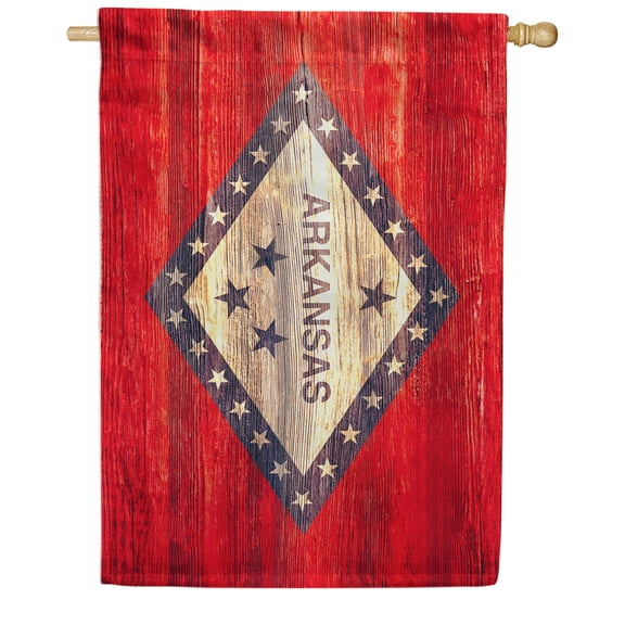 America Forever Arkansas State Flag 28 x 40 Inch Double Sided Outdoor Yard Decorative USA Vintage Wood State of Arkansas House Flag, Made in the USA