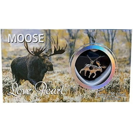 Love Wish Pearl Kit Chain Necklace Kit Pendant Cultured Pearl in Kit Set with Stainless Steel Chain 16" (Moose)