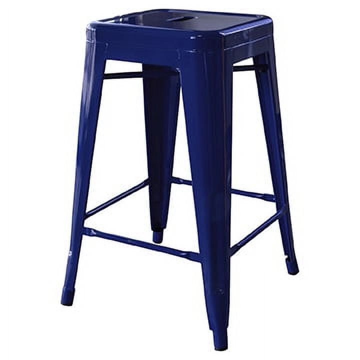 AmeriHome 2 Piece 24-inch Blue Finish Metal Backless Bar Stools