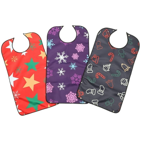 

3pcs Christmas Adult Bib Decorative Adult Bib Elderly Eating Bib Seniors Bib Adjustable Strap Bib