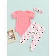 thumbnail image 4 of Kiapeise Newborn Baby Girls Easter Outfits My 1st Easter Romper Bodysuit Heart Bunny Pants Headband 3Pcs Clothes Set, 4 of 9