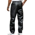 thumbnail image 3 of Faux Leather Pants for Men Black Windproof Baggy Straight Leg Trousers Trendy Hip Hop Night Out Pants for Party, 3 of 6